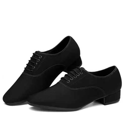 Imagen 1 del producto Zapatilla de deporte de Jazz moderna para hombre, zapato profesional Oxford negro superior para Salsa latina, zapatos de baile de salón de Tango de tacón bajo de talla grande