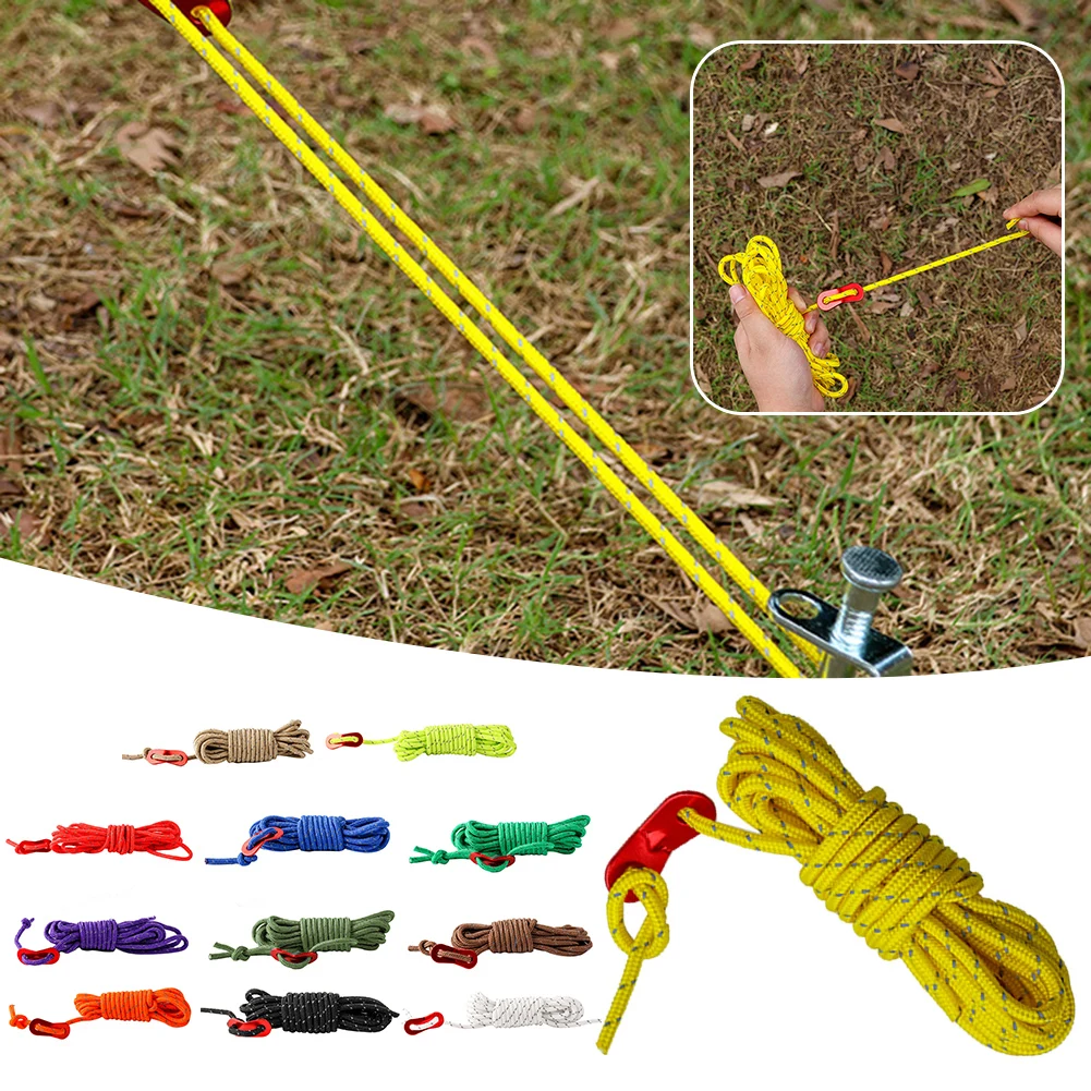 Outdoor Camping Guy - 屋外用ガイラインテントコード反射キャンプロープ4mm多機能テント風ロープターポリンキャノピーシェルターキャンプ用