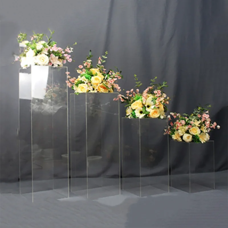 

Acrylic Transparent Road Lead Crystal Folding Column Flower Stand Decorations Wedding Party Stage Table Centerpieces Backdr