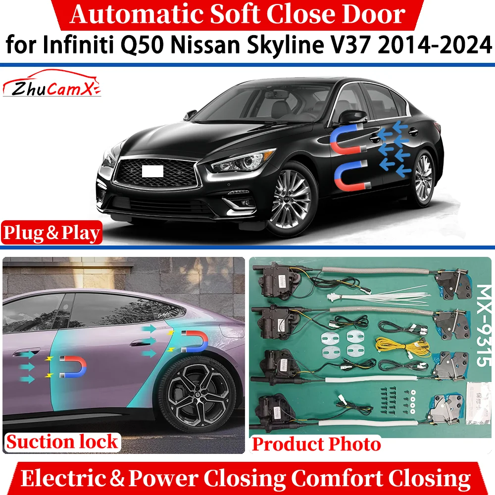 

for Infiniti Q50 Nissan Skyline V37 2014-2024 Car Automatic Soft Close Door Electric Power Comfort Closing Suction lock System