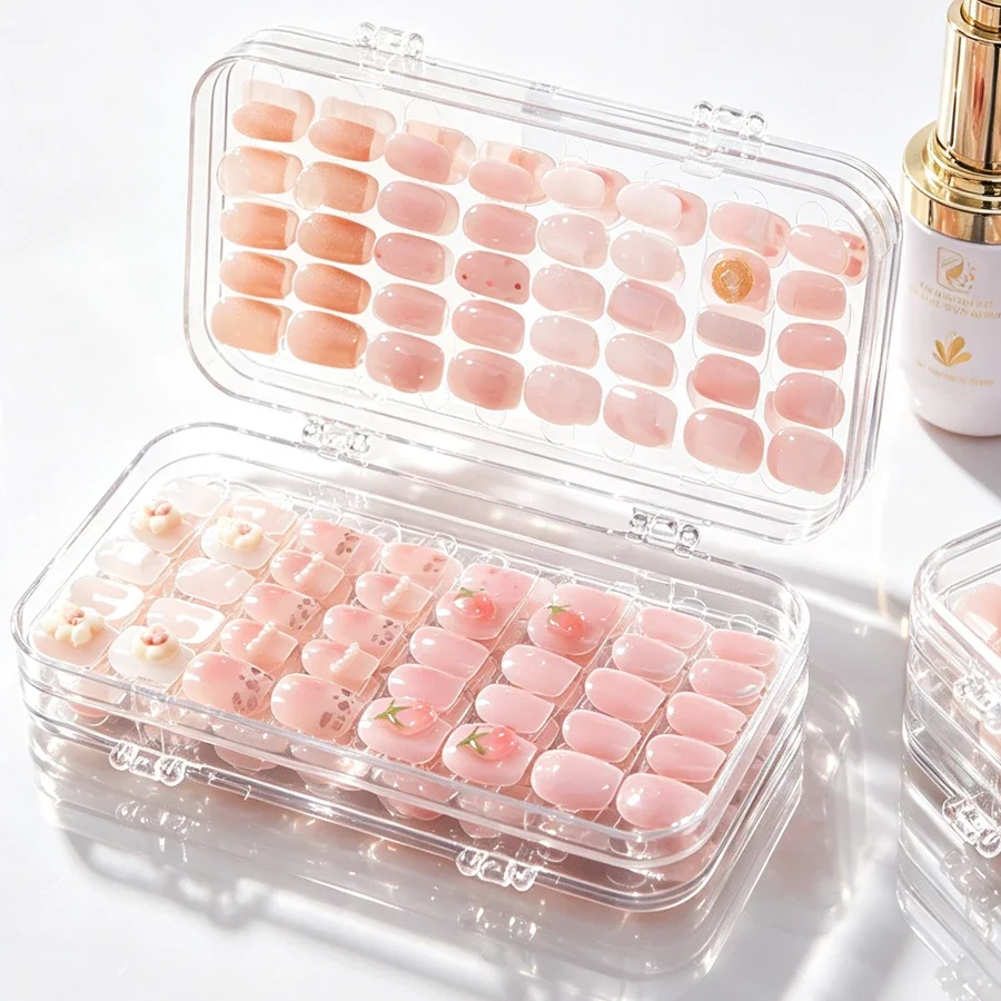 Clear Foldable Press On Nail Storage Box, Dustproof Nail Tips Display Organizer Case for Salon & DIY Nail Design