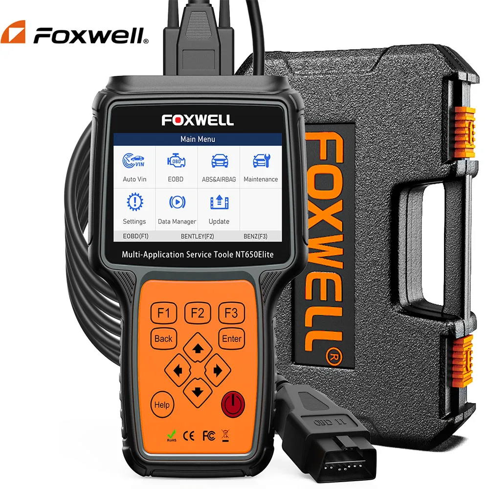 

FOXWELL NT650 Elite Car OBD2 Scanner SAS A/F OIL EPB BRT TPS 26+ Reset Professional Auto Car Diagnostic Tool