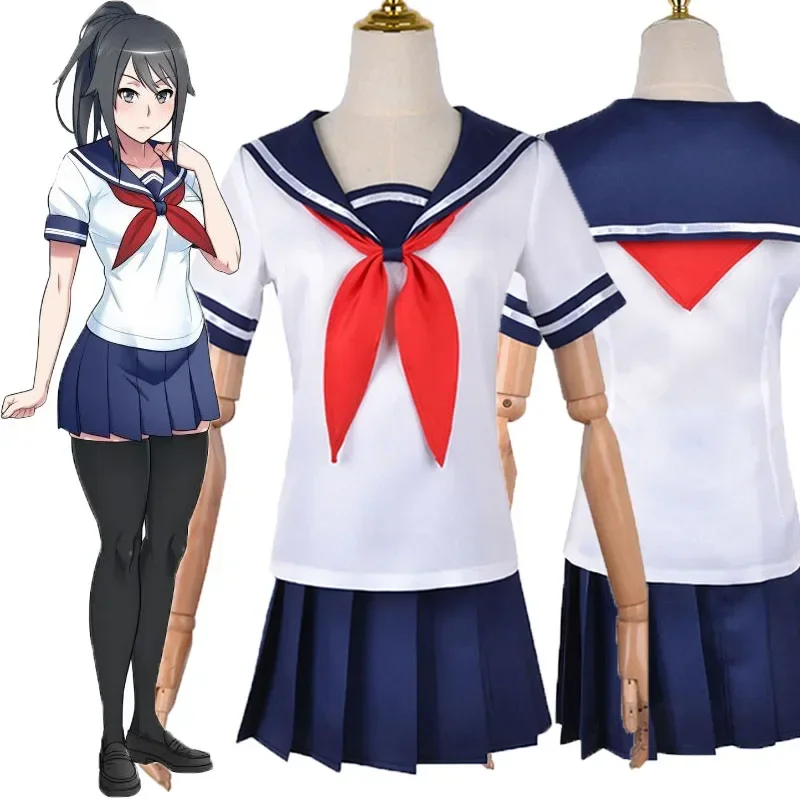 

Game Yandere Simulator Ayano Aishi Cosplay Costume JK Sailor Suits Adult Women Skirt Top Uniform Halloween Party Anime Outfits