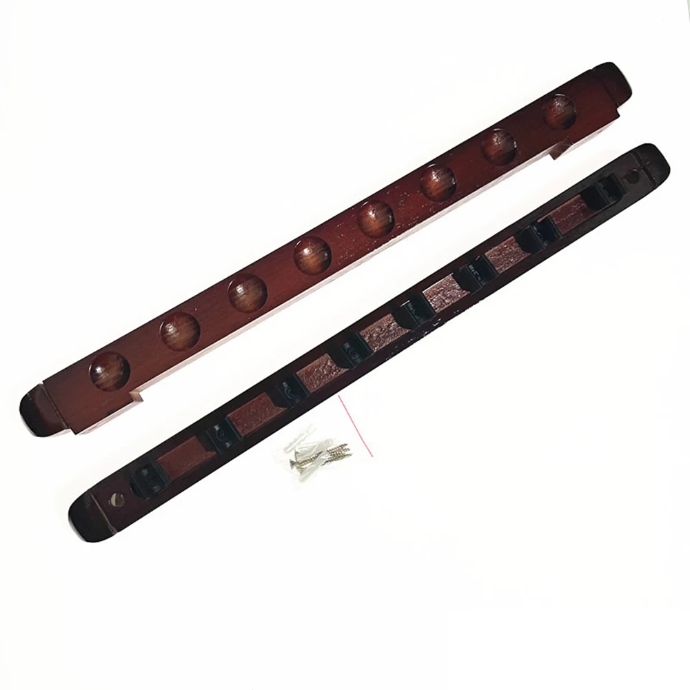 Game Room Setup Wooden Billiard Cue Rack Secure Cue Holding Clips Space-saving Wall Mount Sturdy Solid Wood Design