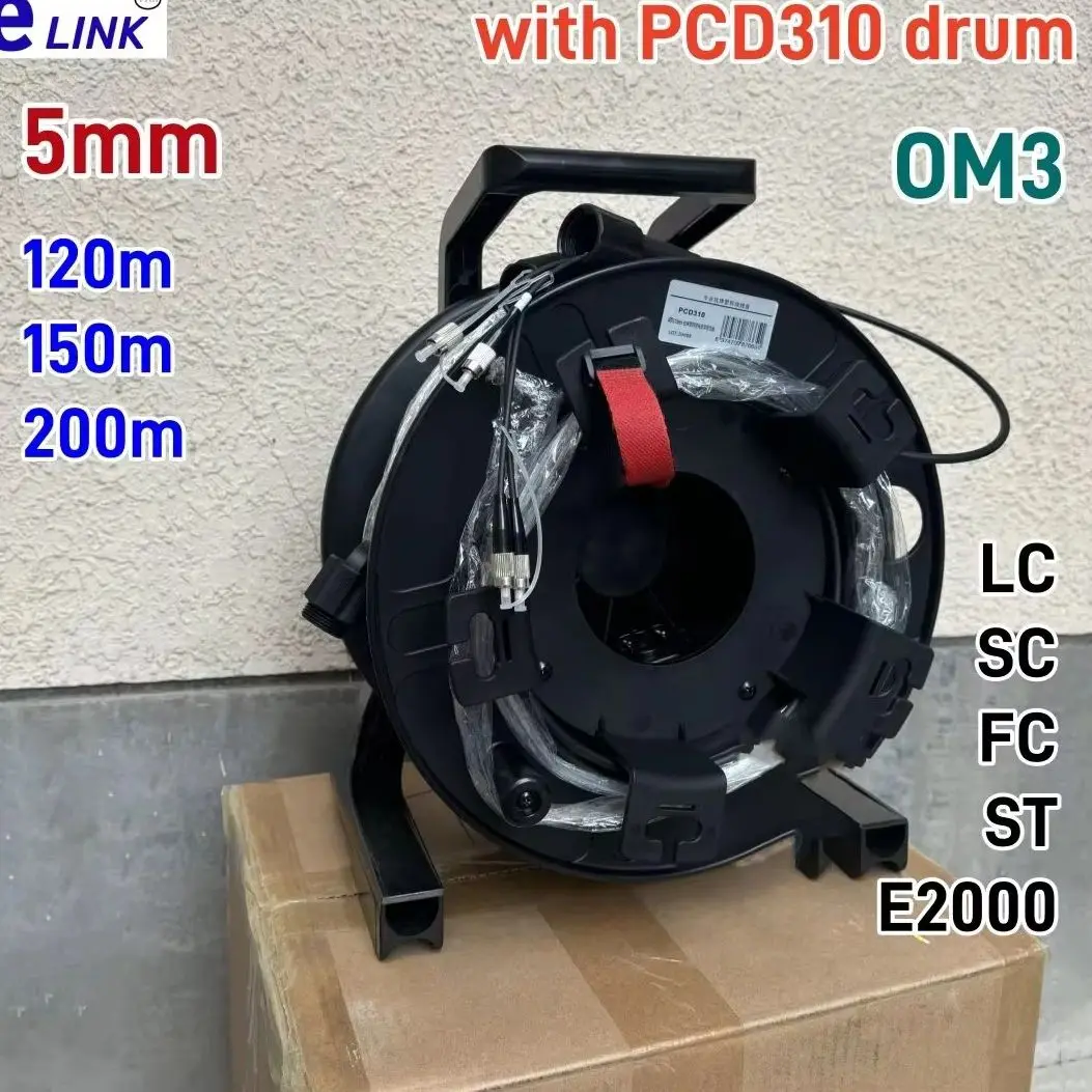 

2 cores Armored fiber patch cord OM3 TPU 5mm 120M 150m 200m PCD310 2C SC LC FC ST Multimode optical 2 fibre jumper outdoor ELINK