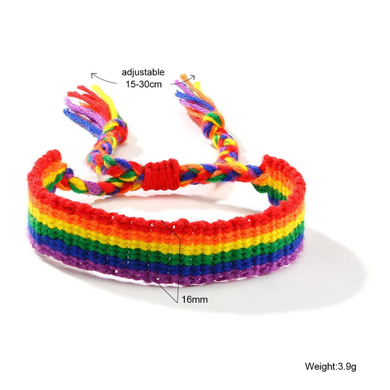 

New LGBT Thread Bracelet Braided Friendship Bracelets Stylish Hand Woven Bracelet Rainbow Adjustable Size Pride Wristbands