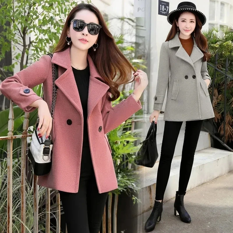 Woolen Coat Female Clothes 2023 Spring And Autumn New Fashion Temperament Solid Color Slim Short Wool Jacket Women Tide H3028