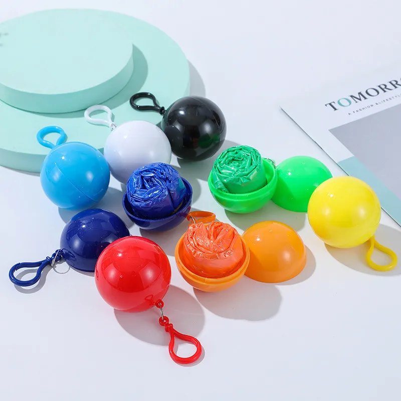 1 Uds. Chubasqueros portátiles, pelotas coloridas impermeables, Ponchos para la lluvia, senderismo al aire libre, Camping, abrigos de lluvia desechables de emergencia, bolas