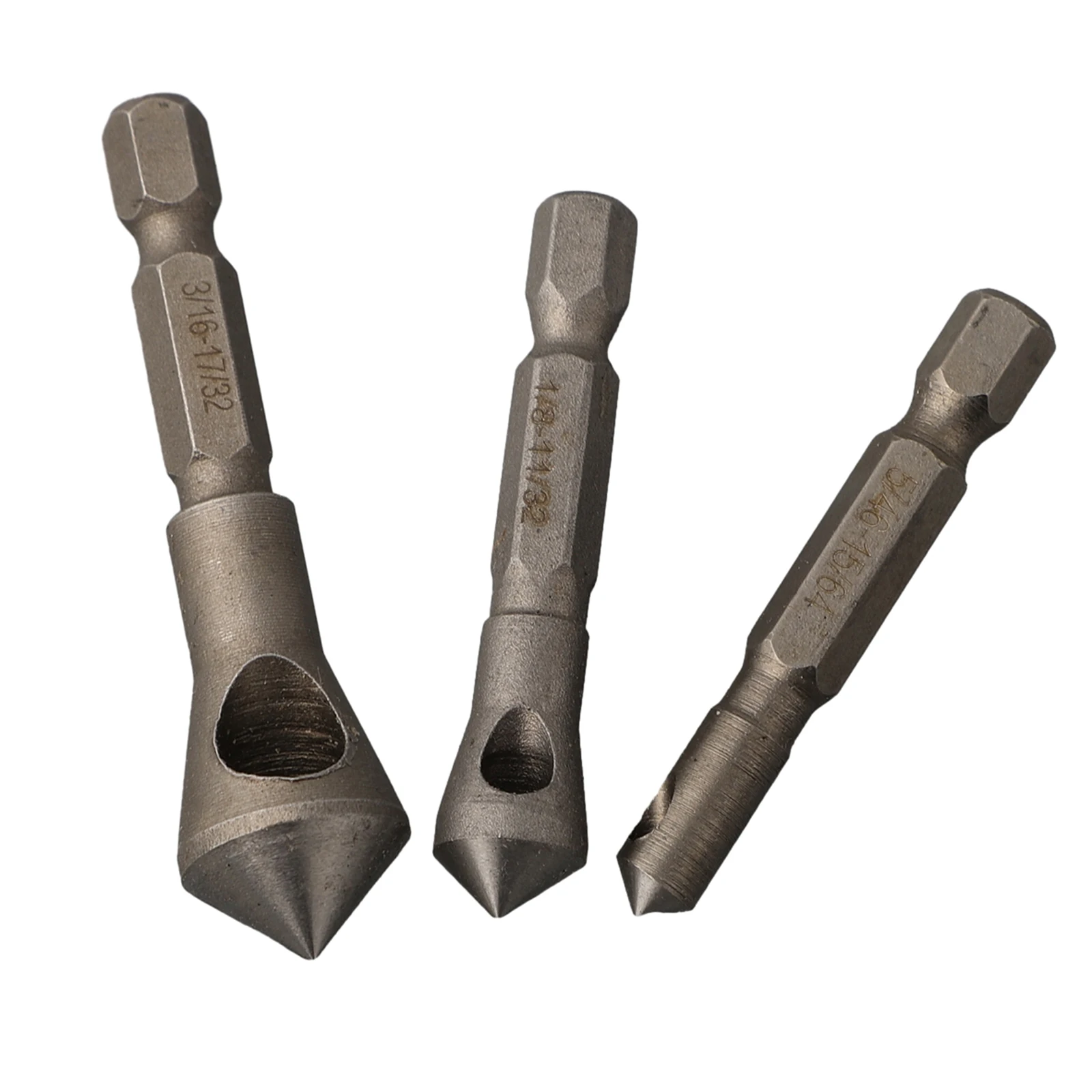 High Speed Steel Deburring Drill Bit Set 3PCS Counter Hole and Deburring Tool Smooth Finish Easy Grip Hex Shank