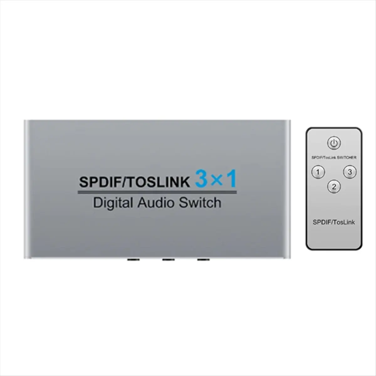 A48U 3-Port Toslink Switching Digital Optical Audio Switcher 3X1 with IR Remote Control Aluminum SPDIF Switcher EU Plug