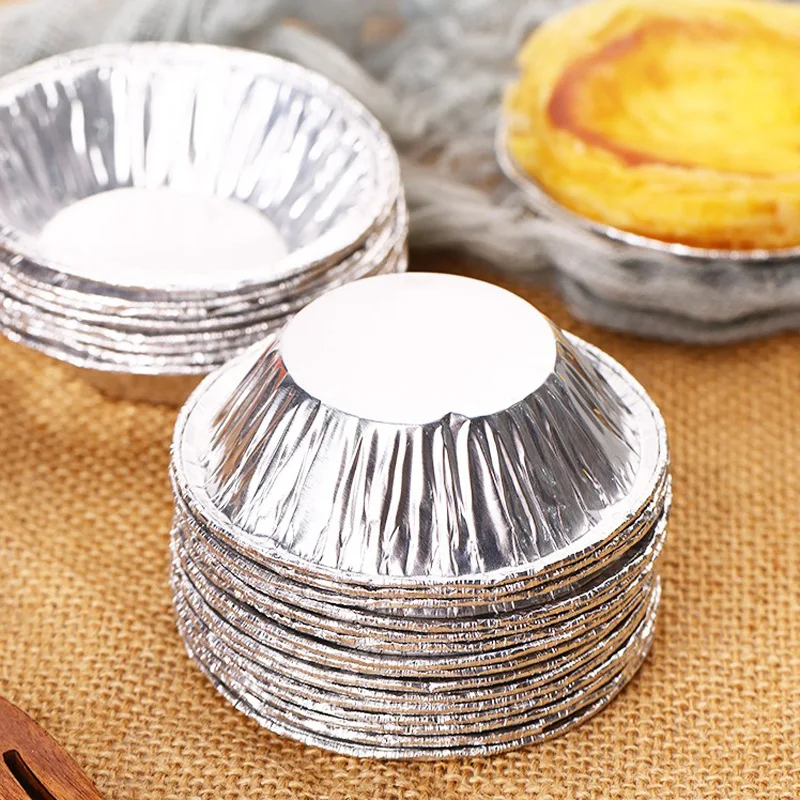 

100pcs Disposable Aluminum Foil Round Egg Tart Mold Tins Cake Cups Molds Cupcake Muffin Baking Cup Tartlets Pie Pans for Kitchen