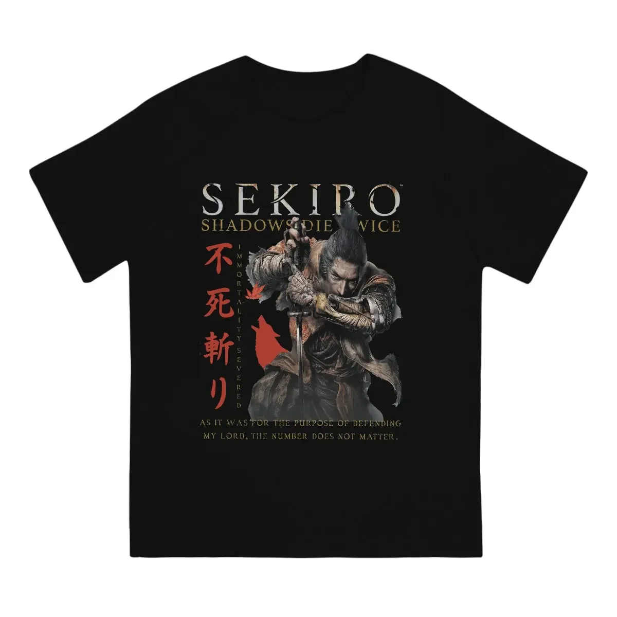 Sekiro Shadows Die Twice T Shirts for Men Pure Cotton Fun T-Shirt Round Neck DARK SOULS Tee Shirt Short Sleeve Clothing Printed