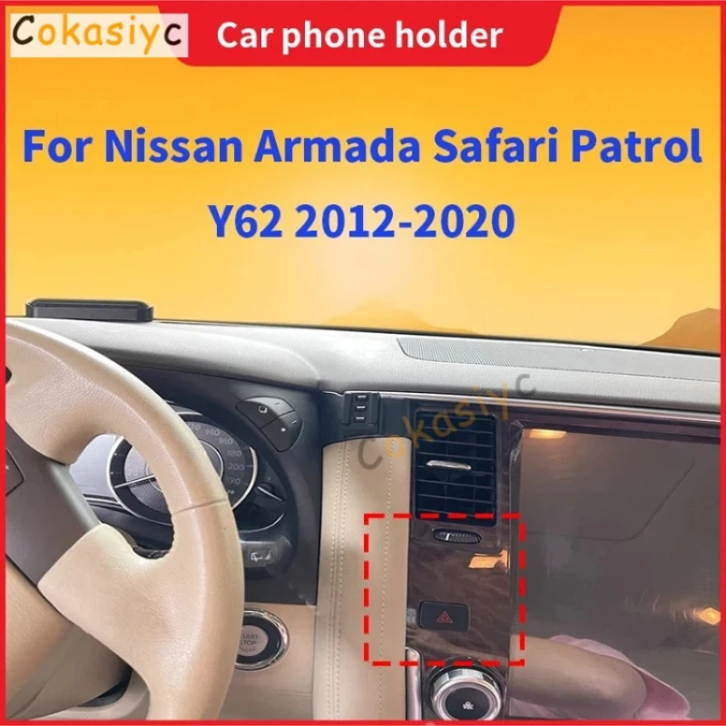 Suporte de Telefone para Carro para Nissan Armada Patrol Y62 2012 2013 2014 2015 2016 2017 2018-2020 com Carregamento Sem Fio