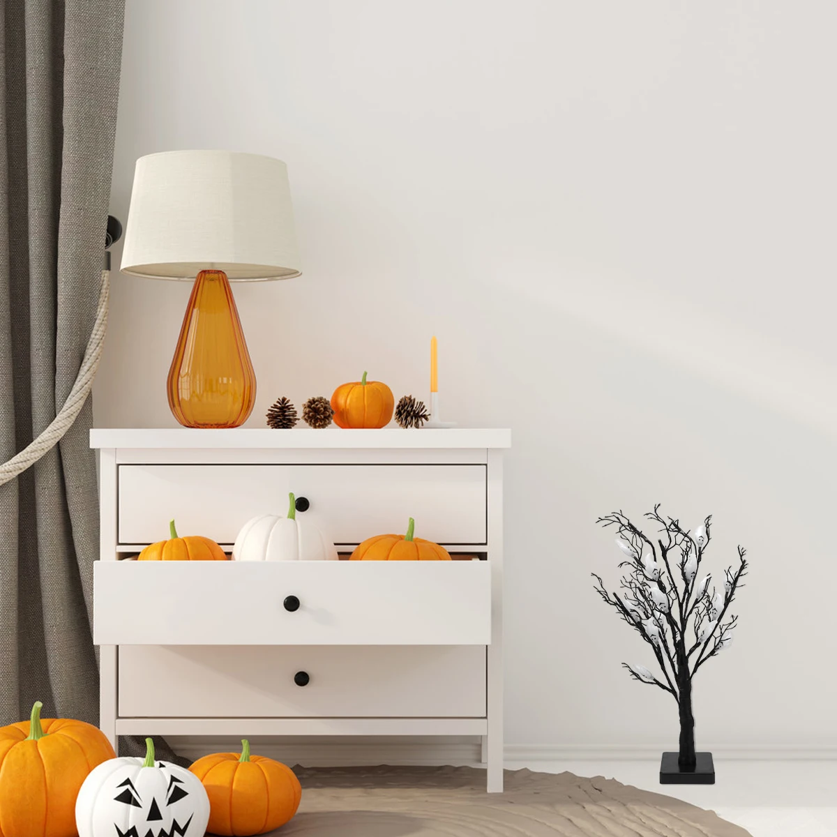 

LED Tree Light Halloween Resin Plastic Durable Home Desk Lamp Night Decorative Ghost Atmosphere Event Room Gallery Small Night