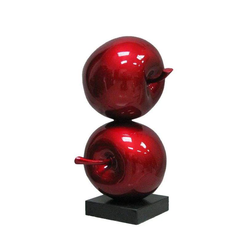 *flo Large Plating Red apple Glossy Red Garden Outdoor Hotel Art Decoration Big Fiberglass Fruit Statue