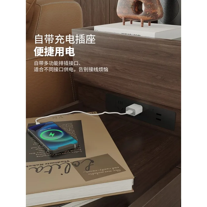 Italian solid wood sofa side side cabinets, living room home multi-function with sockets corner side cabinets, coffee table new