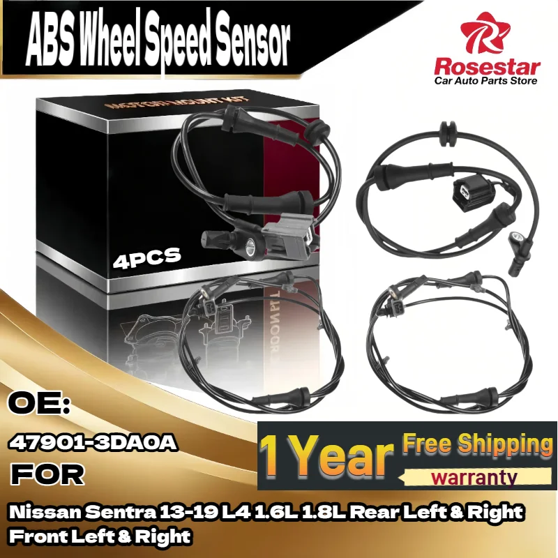 

4x датчик скорости переднего и заднего колеса ABS 47900-3DA0A 47901-3DA0A 47910-3DA0A для Nissan Sentra 2013-2019 L4 1.6L 1.8L