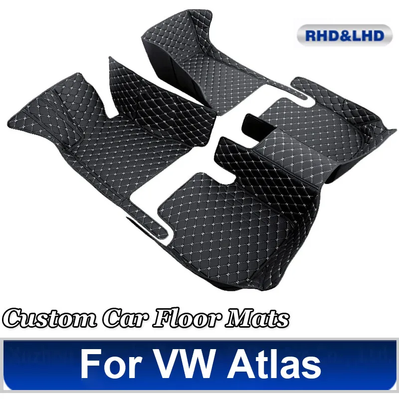 Car Mats For VW VW Atlas Teramont CA1 2017~2022 Auto Interior Parts Floor Rug Carpet Luxury Leather Mat Car Accessories