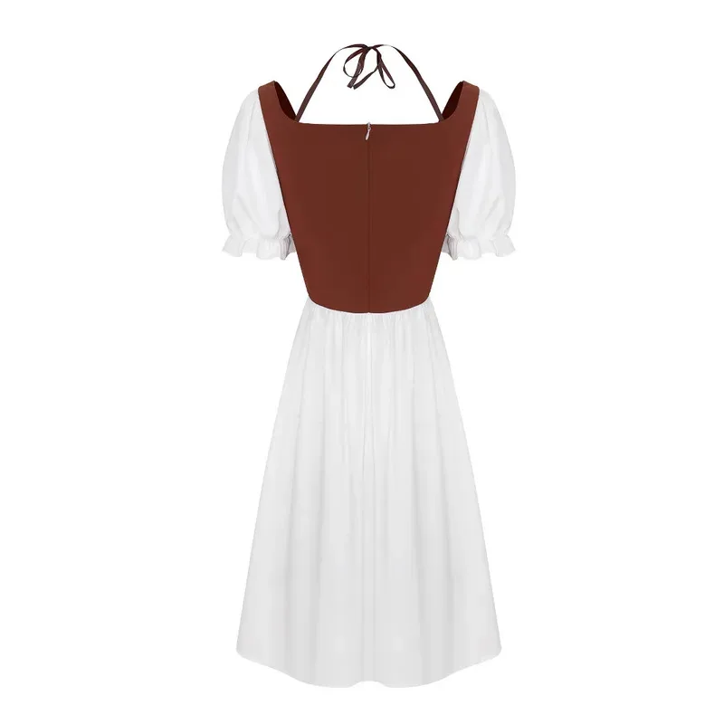 Maxi bata Medieval de manga corta para mujer, vestido Vintage de hada elfo, ropa gótica vikinga celta renacentista, vestido de baile de fantasía fff