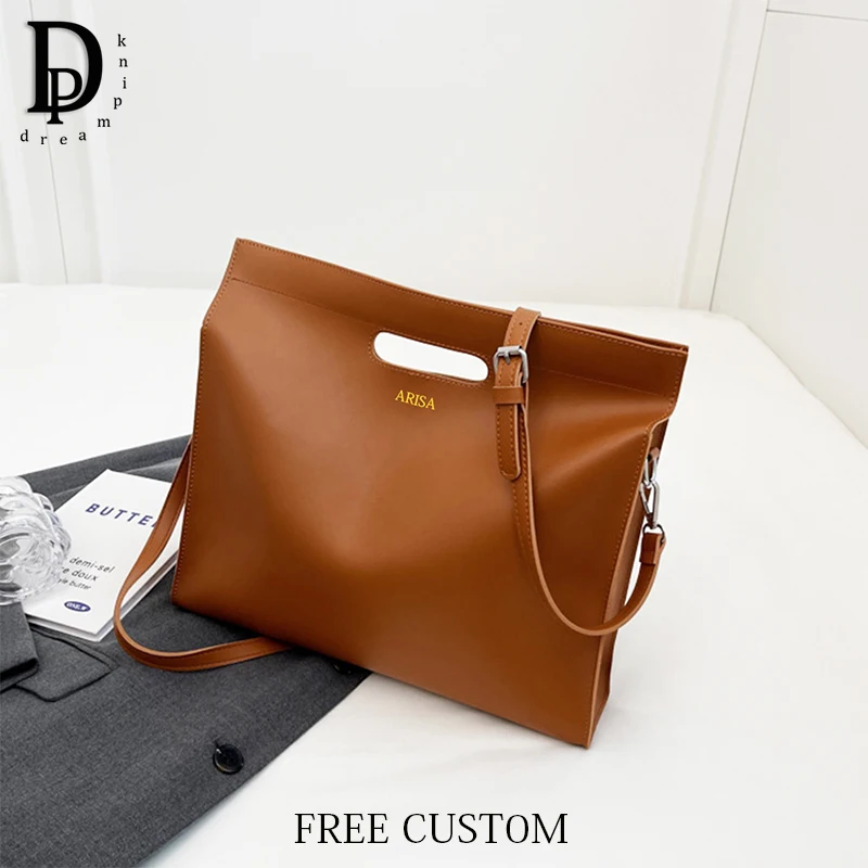 Luxury Design Fashion Laptop Bag For Woman Custom Name Business Office Daily Cross Body Briefcase Leather Large Capacity Handbag