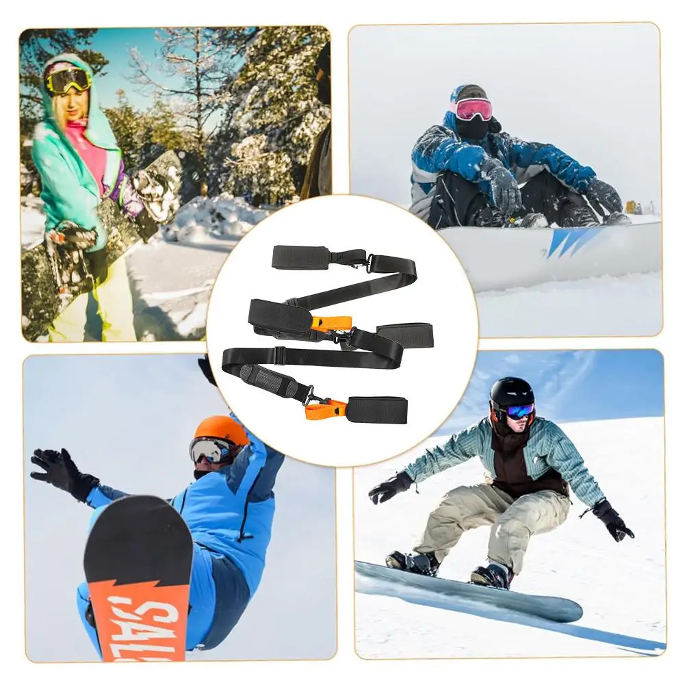 Ski Pole Carrying Strap Nylon Adjustable Ski Pole Shoulder Fixed Strap Ant-Slip Skiboard Strap With Accessories Pad Skiing D9C3