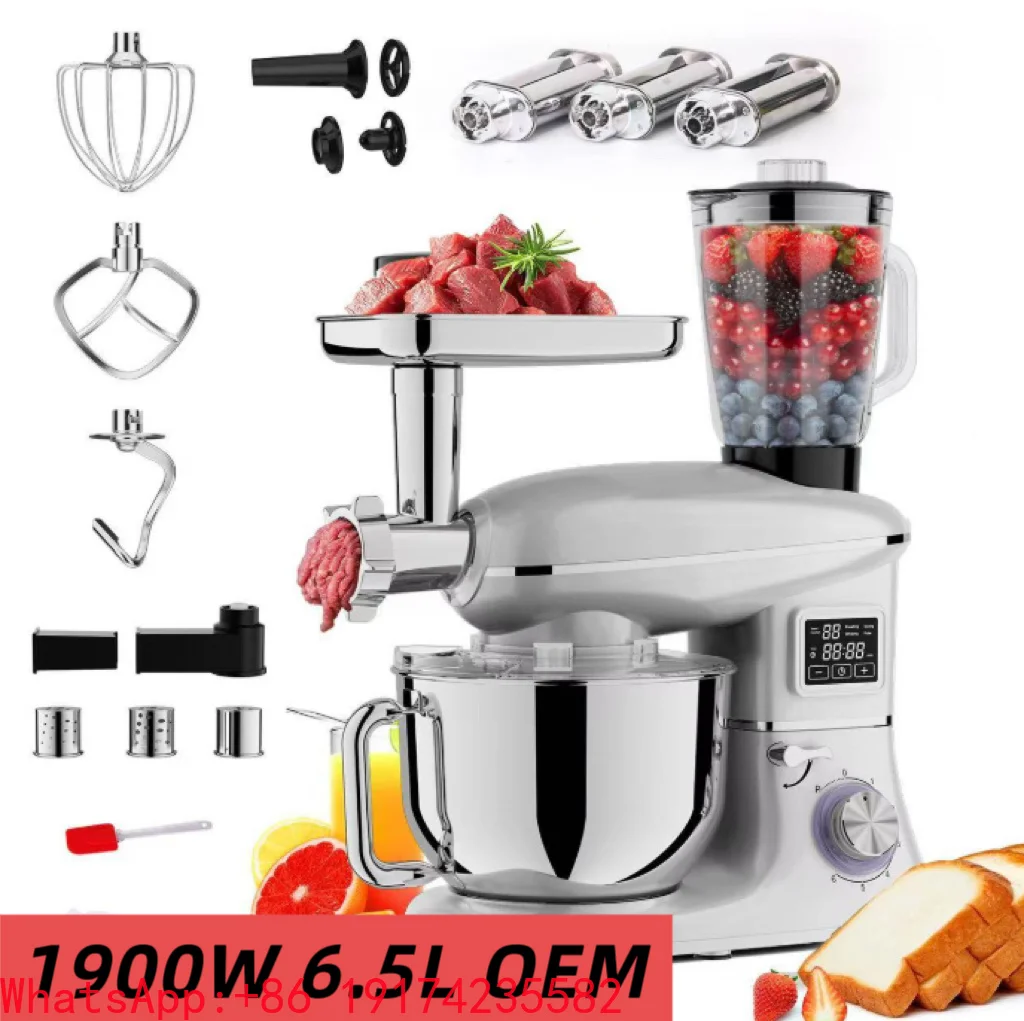 6.5L Desktop Multi-functional 8-in-1 Touch Screen Multi-functional Desktop Meat Grinder Sausage Making Machine Food Blender