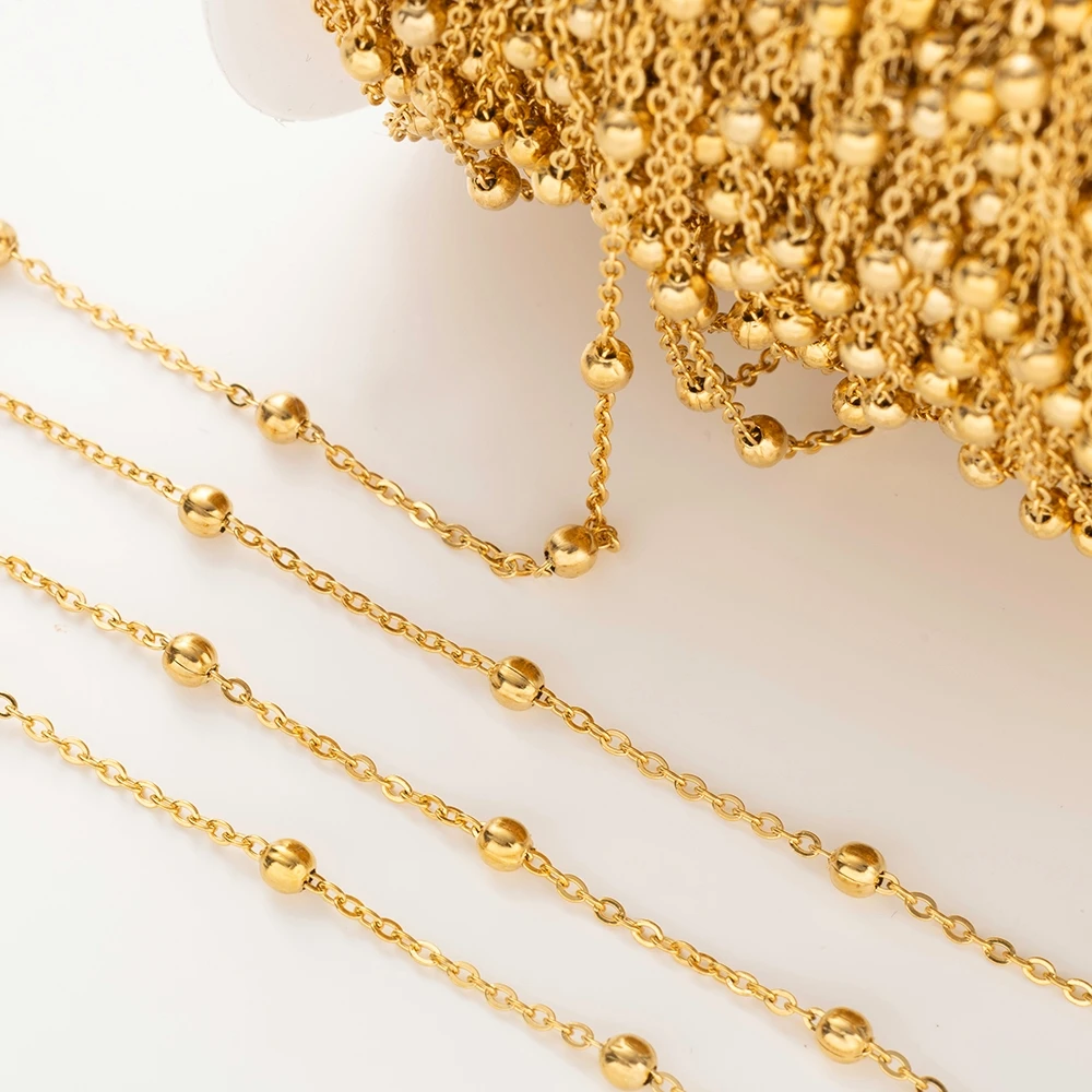 2/10Meters Stainless Steel Chains Gold Color Beads Chain for Jewelry Making DIY Necklace Bracelet Accessories Supplies Materials view 5