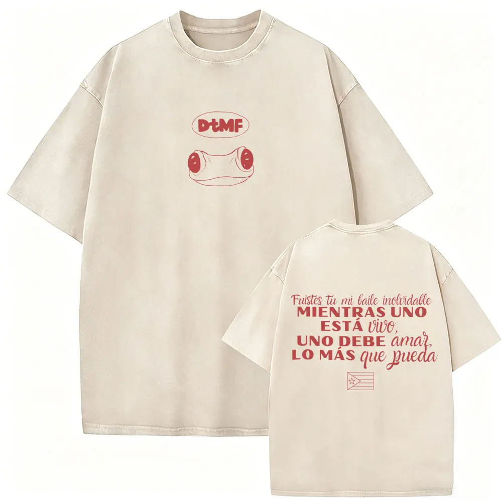 Rapper Bad Bunny Un Verano Sin Ti Vintage Washed T-Shirt Debi Tirar Mas Fotos DTMF T-Shirt Herren Damen Hip-Hop Mode T-Shirts – Detail 2
