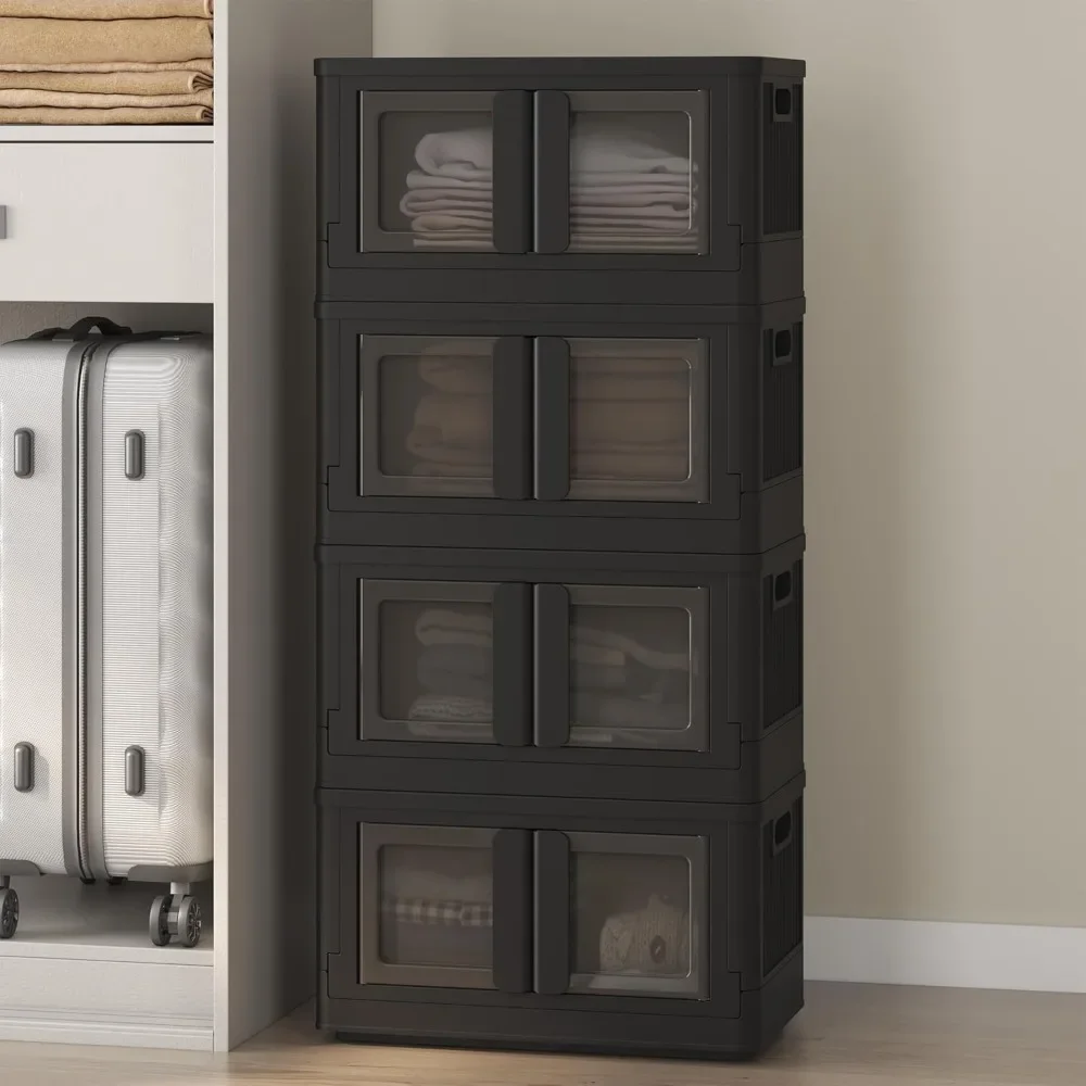

Customizable Stackable Storage Bins With Lids, Collapsible Plastic Bins,Closet Organizers and Containers