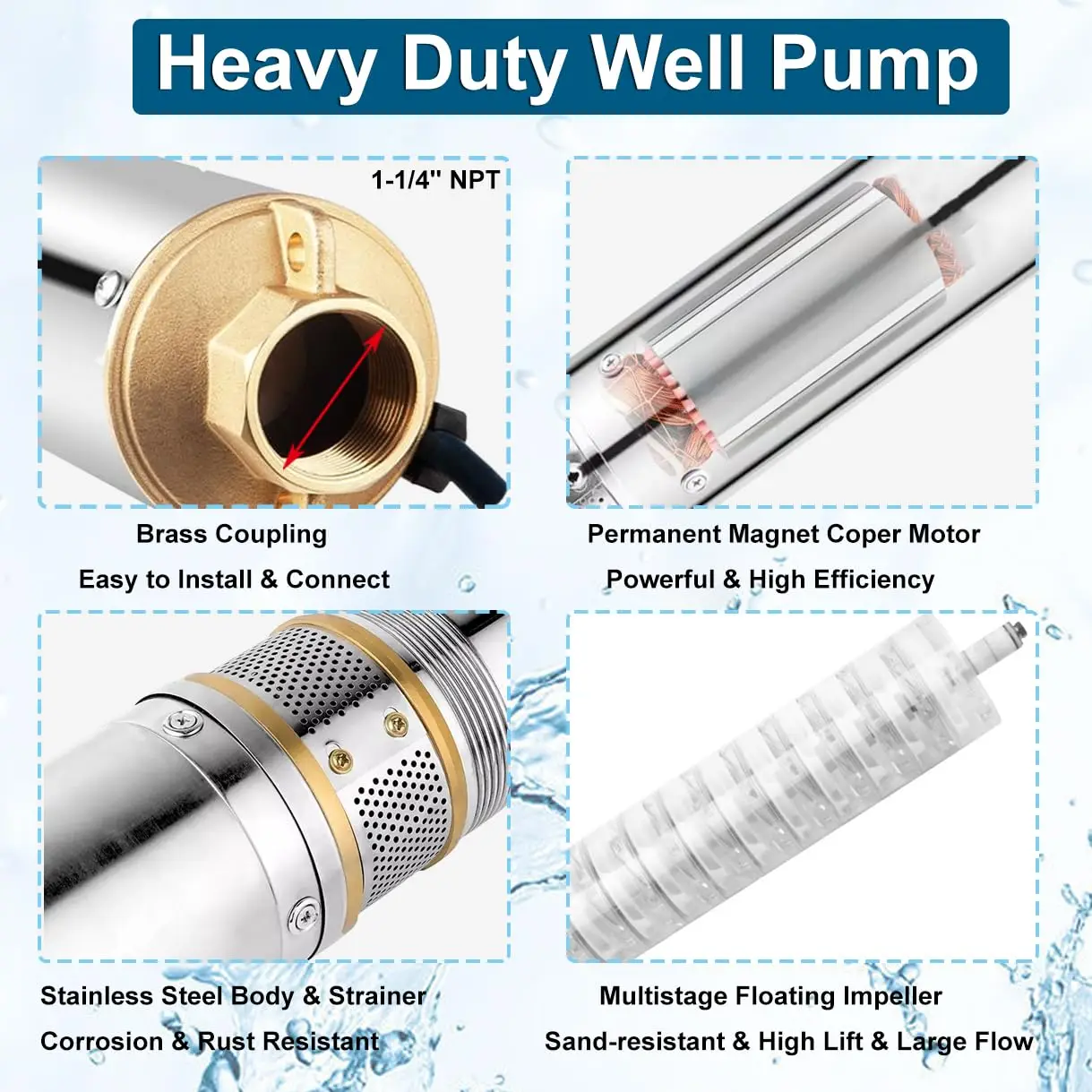 Energy Saving 4-inch 1  Solar Submersible Water Pump System Agricultural Solar Water Pump