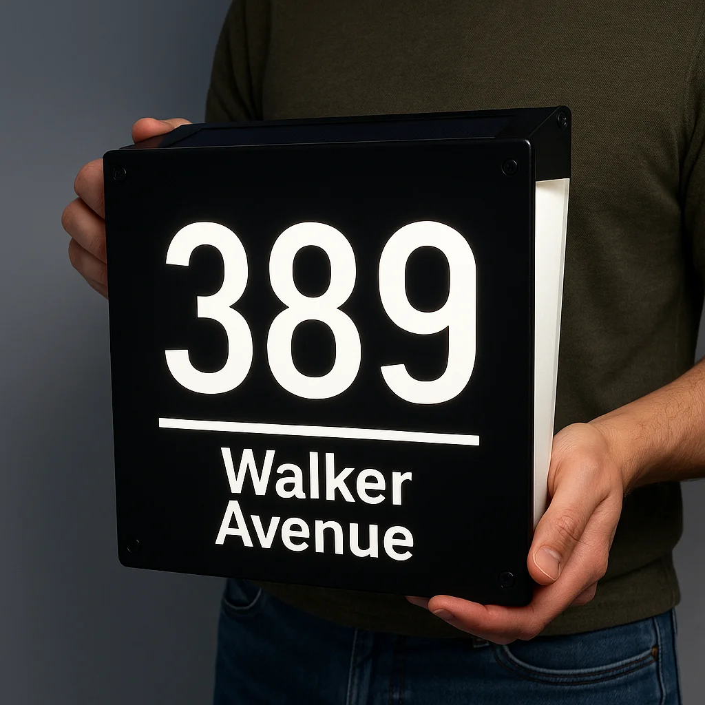 Personalized Solar House Number Outdoor Automatic Illuminated Plaque Easy Install Custom Door Sign Solar LED Address Sign 3D CUT