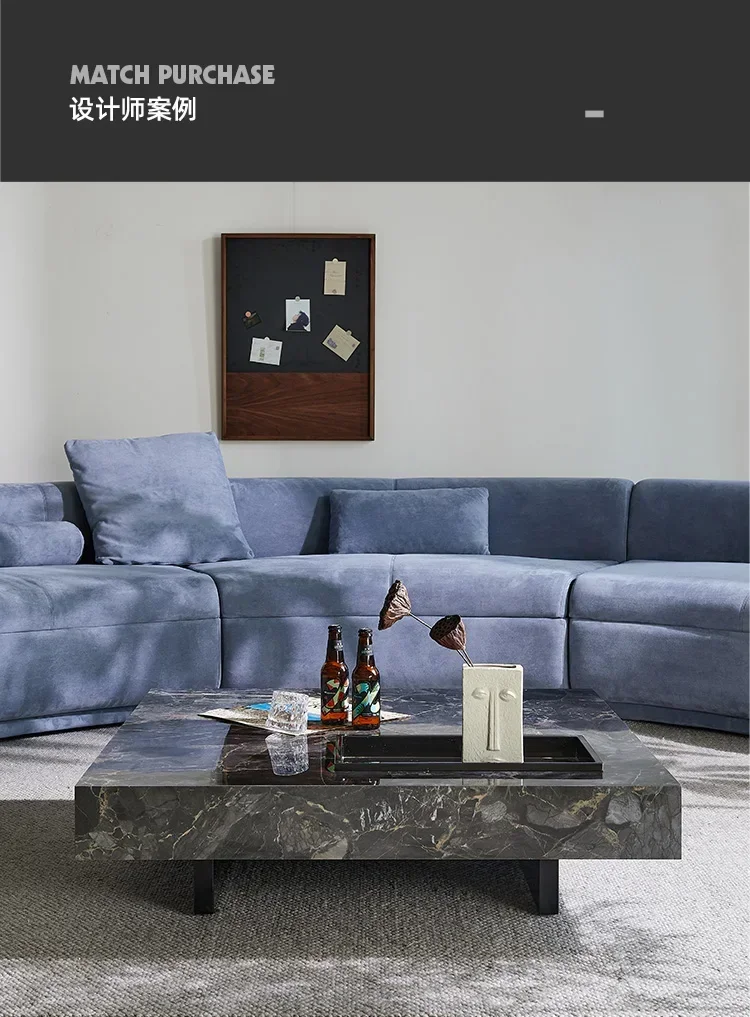 Nordic Modern Minimalist Stone Plate Small Apartment Square Tea Table
