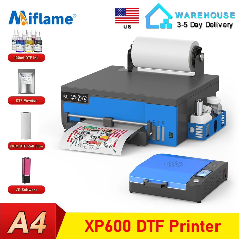 

Принтер DTF на складе США A4 XP600, прямой печатный станок для переноса пленки с подачей рулона для всех принтеров для текстильных футболок