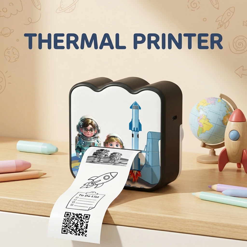 

Мини-принтер для наклеек, портативный термопринтер с Bluetooth, свободная нарезка, компактный карманный принтер для заметок, фотографий, наклеек и этикеток.