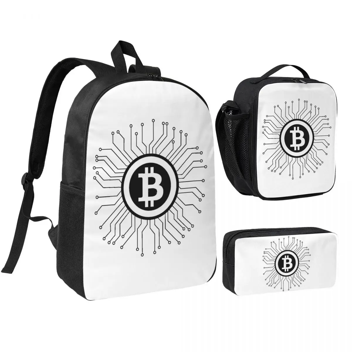 

Bitcoin BTC Crypto Currency Backpack Boys Girls BookBag School Bag Laptop Shoulder Bags 3ps Insulated Lunch Bag Pencil Case