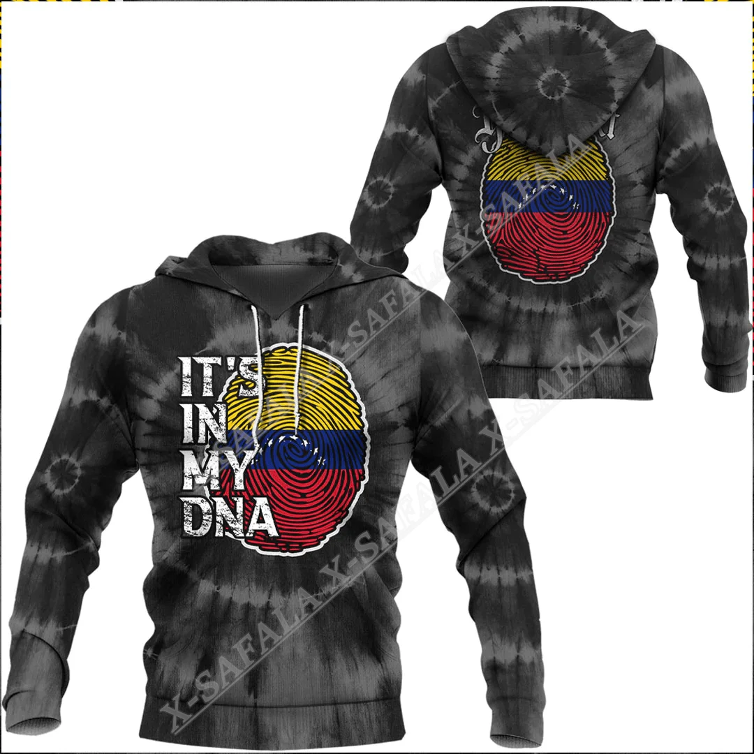 Venezuela in meinem Herzen ist meine DNA 3D-Druck Reiß verschluss Hoodies Männer Pullover Sweatshirts Kapuze Jersey Trainings anzüge Outwear Mantel lässig