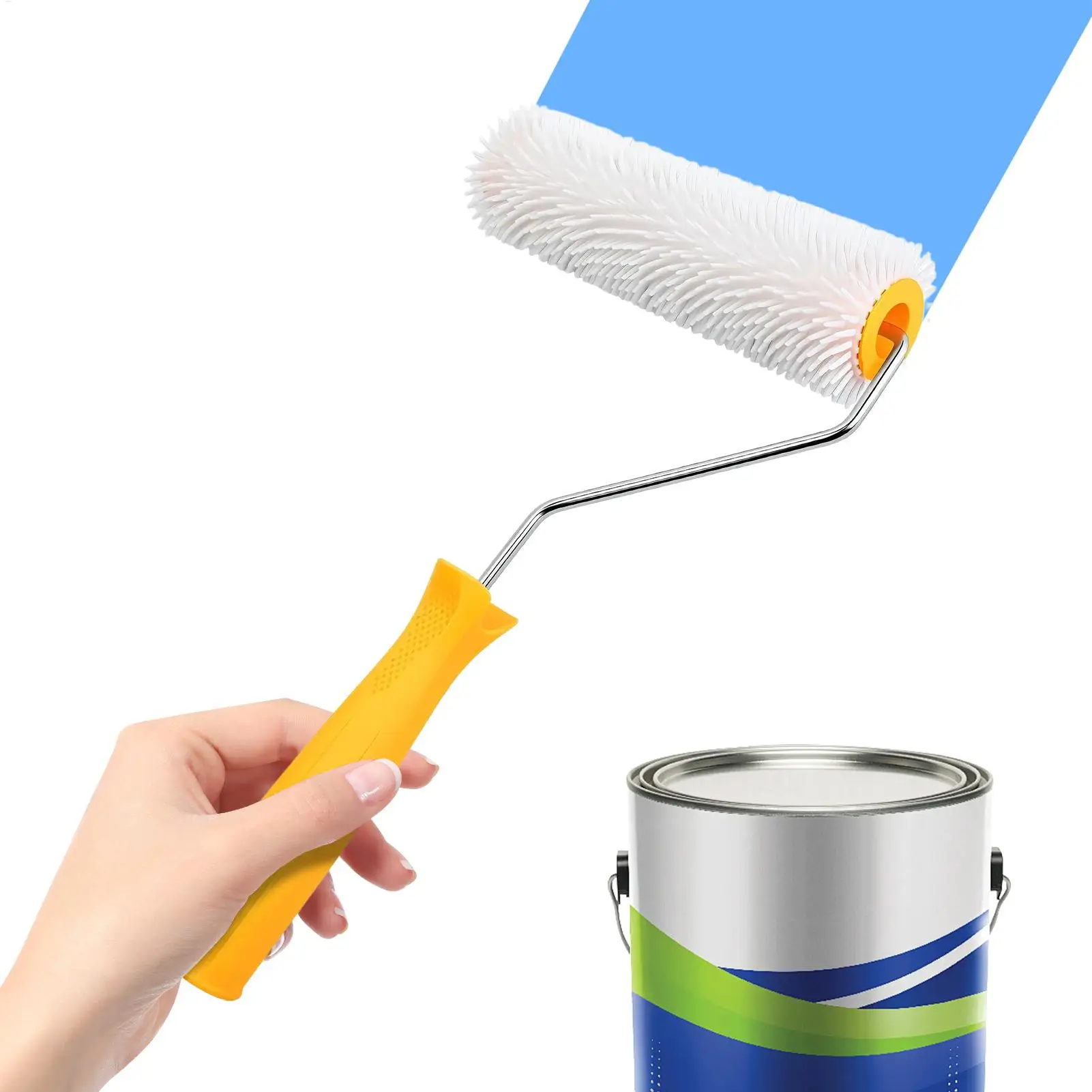 9-Inch Self Leveling Spiked Roller Ergonomic Concrete Screeding Tool Bubble Remover For Cement Paint Epoxy, Slab Basement