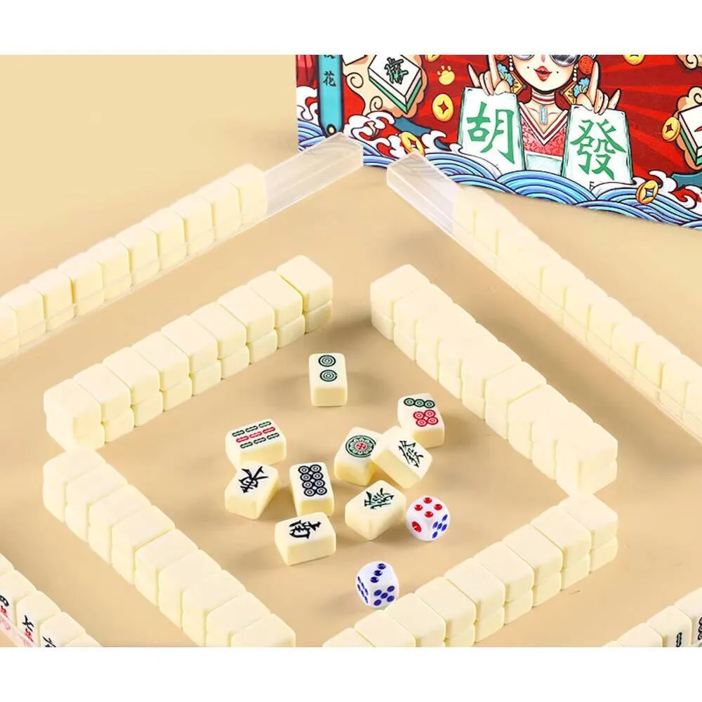 

Portable Waterproof Chinese Style Mini Mahjong Set for Travel Outdoor Picnic Camping and Party Game Gift