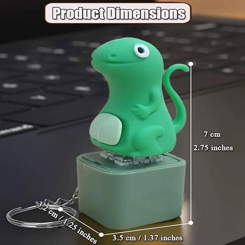 Oplaadbare kronkelende kikker sleutelhanger met kleurrijk licht en vingerknop Clicker Stress Relief Grappige kikker hagedis slang ontwerp