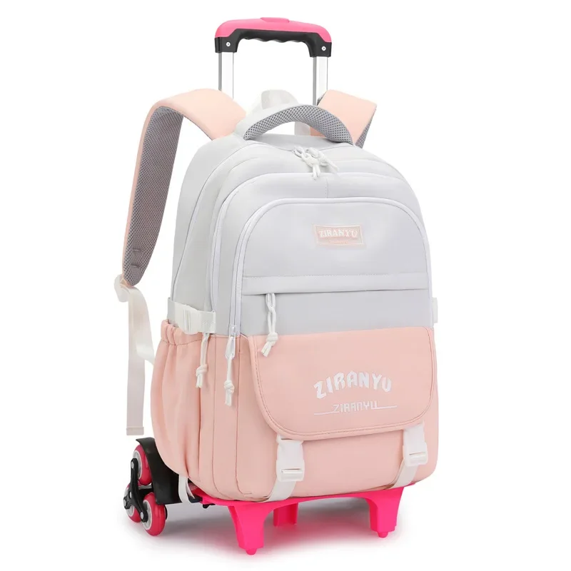 Rolling School Bags for Girls Backpack Children Waterproof School Backpacks with Wheels Middle School Trolley Luggage Back Pack