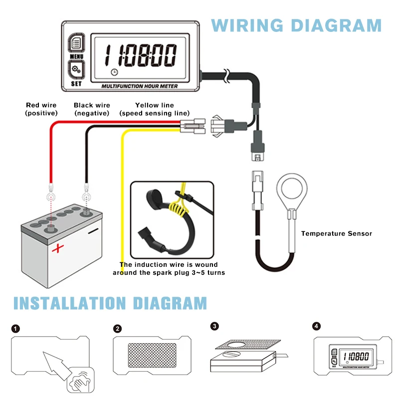 Inductive Temperature TEMP METER Thermometer RPM Motorcycle ATV Marine Boat RL-HM028A Motorcycle Thermometefor Temperatura