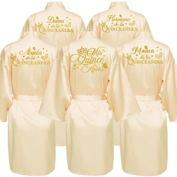 Princess Sweet 15 Years Girl Birthday Party Robes Quinceanera Robe Mis XV Bathrobe Silkly Nightgown