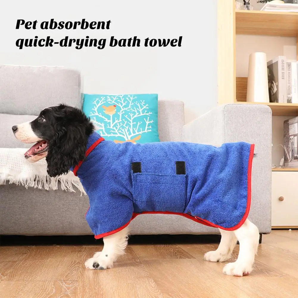 Dog Bath Towel with Hook Loop Fasteners Microfiber Technology Dog Bathrobe Super Absorbent Microfiber Dog for Small for Dogs