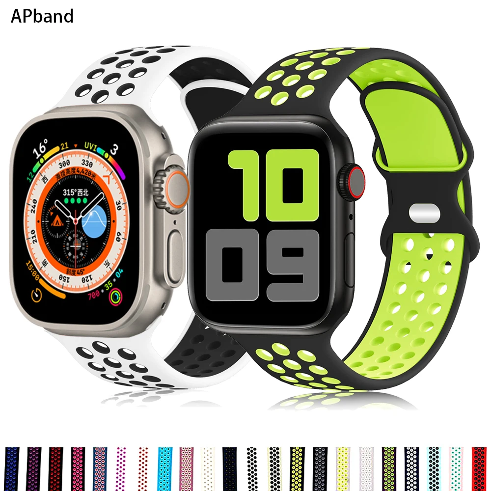 Silicone Strap For Apple Watch band 44mm 45mm  49mm 40mm 41mm soft watchband correa bracelet iWatch series 3 4 5 6 7 se 8 ultra