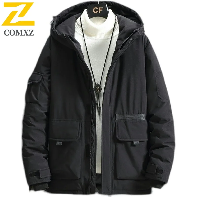 COMXZ Couple solid Color Puffer Coat Men Thick Stand Collar Business Casual Padded Coat Youth Padded lightweight windbreaker