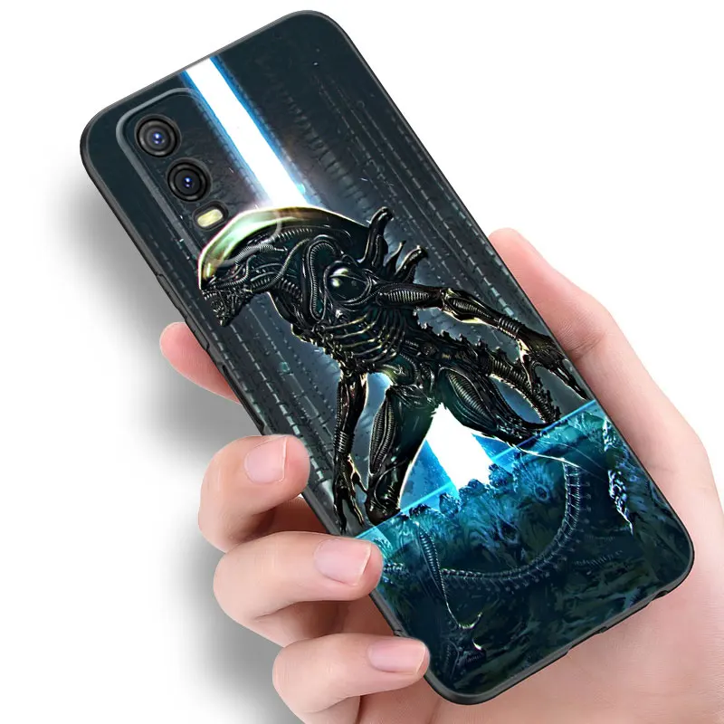 Alien Predator Black Silicone Phone Case For VIVO V27 V29 V30 Pro Y02 Y15 Y17 Y33 Y76 S Y27 Y55 Y78 5G Y16 Y21 Y22 Y35 Y36