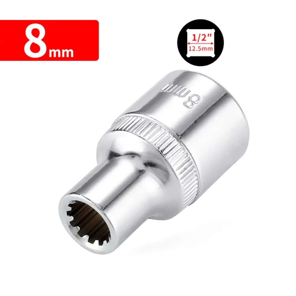 12 titik kepala soket pendek 8-32mm krom Plating baja Vanadium krom kunci pas soket adaptor Bit baru