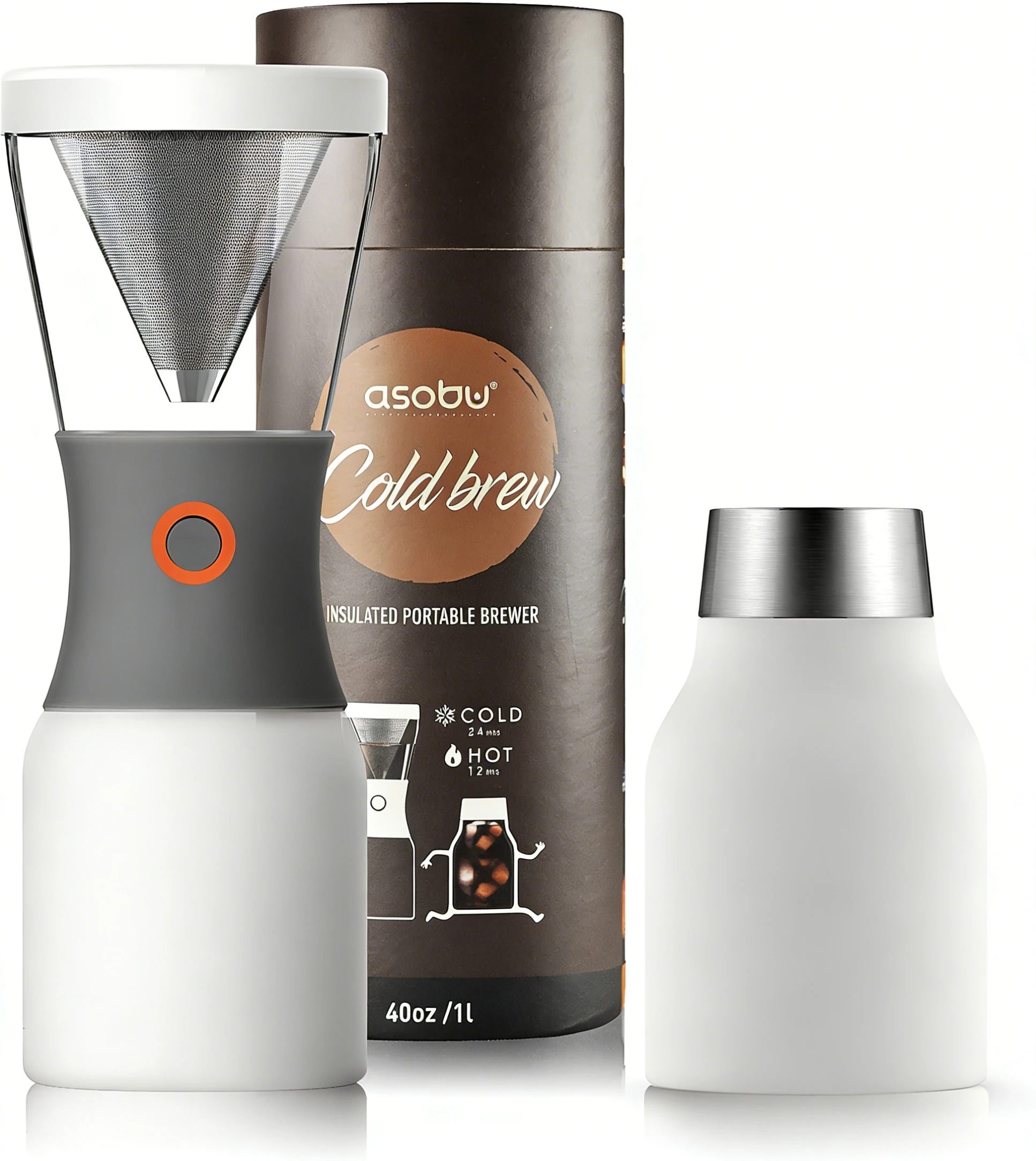 

Cold Brew Coffee Maker 40oz Insulated Stainless Steel Carafe Award-Winning Portable Leakproof BPA-Free Cold Brew Brewer Keeps Dr