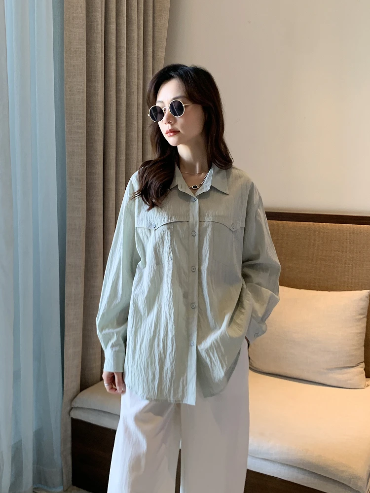 

Ele Long Sve ket irt Sun Protection Loose Women's Faion French Sle Polyester Blend Regular Thin China Made