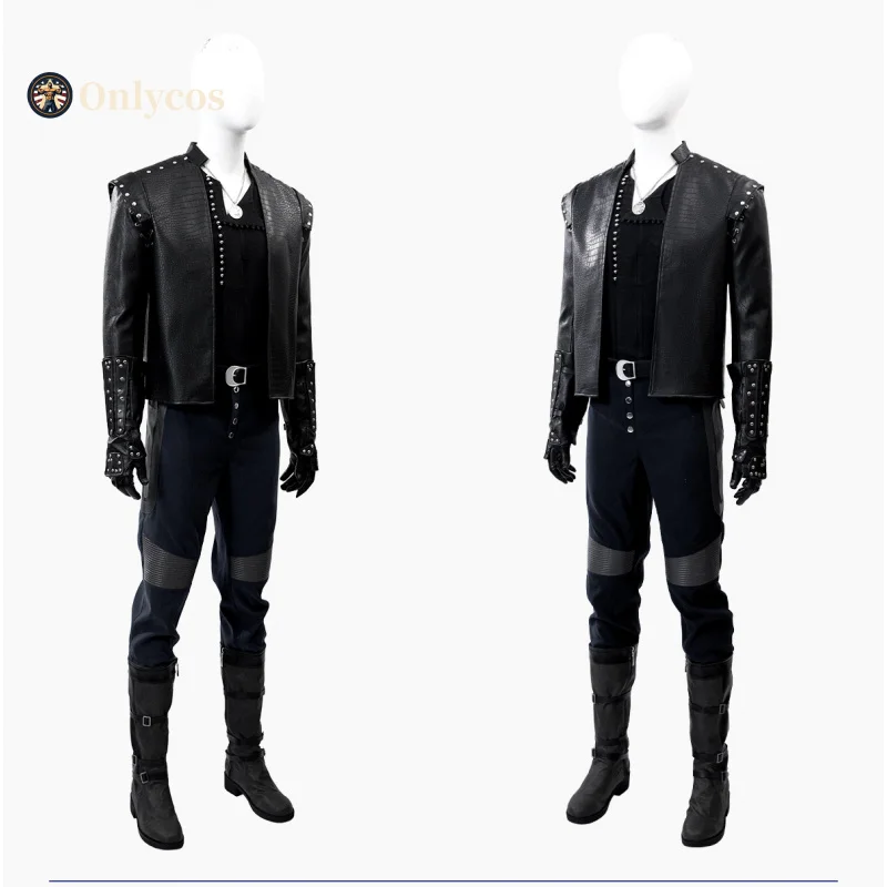 

Geralt Witcher 5 Cosplay Costume Halloween Men's Fantasy Uniform Leather Coat Props Shoes Gloves Accessories Set Onlycos